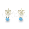 Sterling Silver Stud Earring, with Turquoise Cubic Zirconia, Polished, Raw, 02.63.2604.5