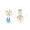 Sterling Silver Stud Earring, with Turquoise Cubic Zirconia, Polished, Raw, 02.63.2604.5