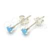 Sterling Silver Stud Earring, with Turquoise Cubic Zirconia, Polished, Raw, 02.63.2604.5