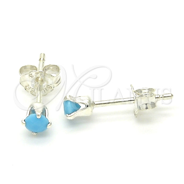 Sterling Silver Ring — Stud Earring with Turquoise Cubic Zirconia Polished Raw — main product view — SKU 123643 | Plata 925 anillo — Stud Earring with Turquoise Cubic Zirconia pulido Raw — SKU 123643