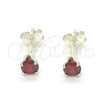 Sterling Silver Stud Earring, with Garnet Cubic Zirconia, Polished, Raw, 02.63.2605.1