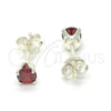 Sterling Silver Stud Earring, with Garnet Cubic Zirconia, Polished, Raw, 02.63.2605.1