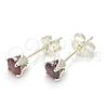 Sterling Silver Stud Earring, with Garnet Cubic Zirconia, Polished, Raw, 02.63.2605.1