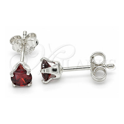 Sterling Silver Stud Earring, with Garnet Cubic Zirconia, Polished, Raw, 02.63.2605.1