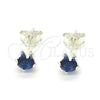 Sterling Silver Stud Earring, with Sapphire Blue Cubic Zirconia, Polished, Raw, 02.63.2605.2