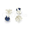 Sterling Silver Stud Earring, with Sapphire Blue Cubic Zirconia, Polished, Raw, 02.63.2605.2