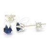 Sterling Silver Stud Earring, with Sapphire Blue Cubic Zirconia, Polished, Raw, 02.63.2605.2