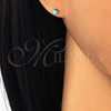 Sterling Silver Stud Earring, with Turquoise Cubic Zirconia, Polished, Raw, 02.63.2605.3