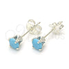 Sterling Silver Stud Earring, with Turquoise Cubic Zirconia, Polished, Raw, 02.63.2605.3
