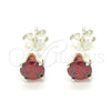 Sterling Silver Stud Earring, with Garnet Cubic Zirconia, Polished, Rhodium Finish, 02.63.2606.1