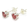 Sterling Silver Stud Earring, with Garnet Cubic Zirconia, Polished, Rhodium Finish, 02.63.2606.1