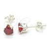 Sterling Silver Stud Earring, with Garnet Cubic Zirconia, Polished, Rhodium Finish, 02.63.2606.1