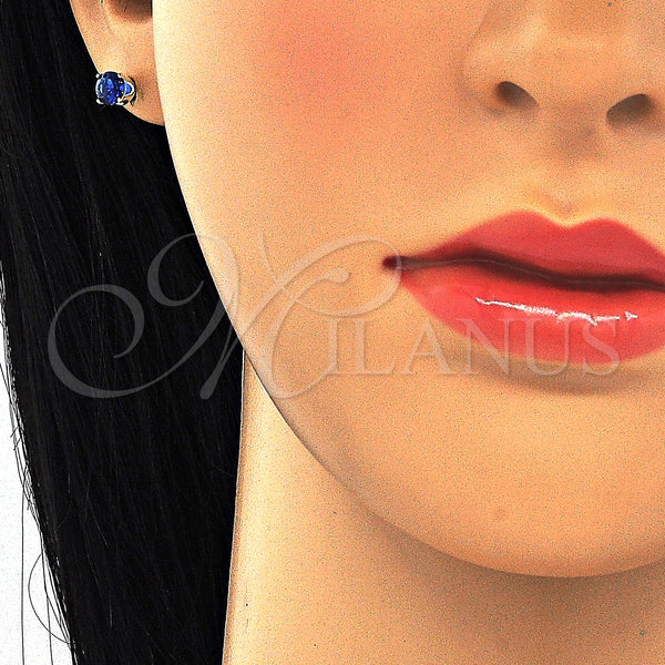 Sterling Silver Ring — Stud Earring with Sapphire Blue Cubic Zirconia Polished — alternate product view — SKU 123657 | Plata 925 anillo — Stud Earring with Sapphire Blue Cubic Zirconia pulido — SKU 123657