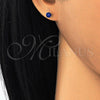 Sterling Silver Stud Earring, with Sapphire Blue Cubic Zirconia, Polished, Raw, 02.63.2606.2