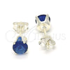 Sterling Silver Stud Earring, with Sapphire Blue Cubic Zirconia, Polished, Raw, 02.63.2606.2
