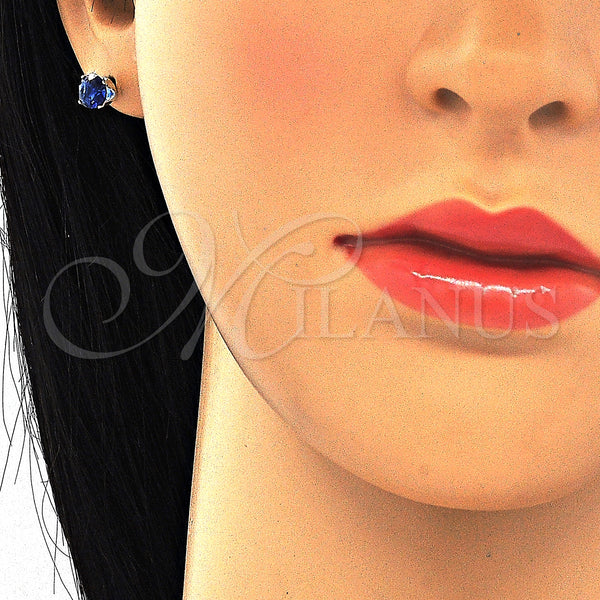 Sterling Silver Ring — Stud Earring with Sapphire Blue Cubic Zirconia Polished — alternate product view — SKU 123660 | Plata 925 anillo — Stud Earring with Sapphire Blue Cubic Zirconia pulido — SKU 123660
