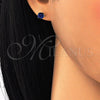 Sterling Silver Stud Earring, with Sapphire Blue Cubic Zirconia, Polished, Rhodium Finish, 02.63.2607.3