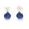 Sterling Silver Stud Earring, with Sapphire Blue Cubic Zirconia, Polished, Rhodium Finish, 02.63.2607.3
