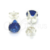 Sterling Silver Stud Earring, with Sapphire Blue Cubic Zirconia, Polished, Rhodium Finish, 02.63.2607.3