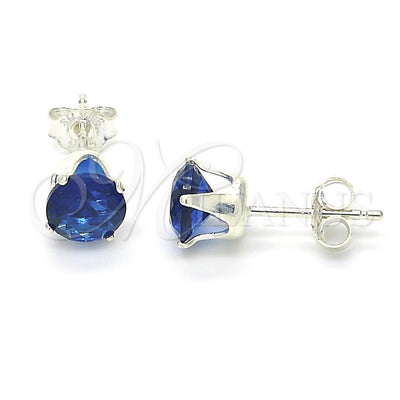 Sterling Silver Stud Earring, with Sapphire Blue Cubic Zirconia, Polished, Rhodium Finish, 02.63.2607.3 for wholesale, main product view
