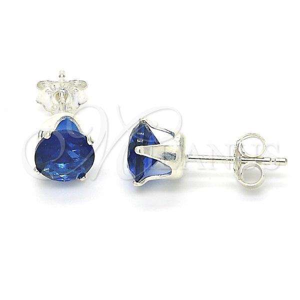 Sterling Silver Ring — Stud Earring with Sapphire Blue Cubic Zirconia Polished — main product view — SKU 123660 | Plata 925 anillo — Stud Earring with Sapphire Blue Cubic Zirconia pulido — SKU 123660