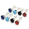 Sterling Silver Stud Earring, with Sapphire Blue Cubic Zirconia, Polished, Rhodium Finish, 02.63.2607.3