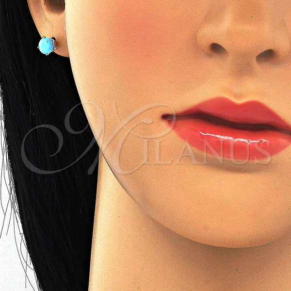Sterling Silver Ring — Stud Earring with Turquoise Cubic Zirconia Polished 02.63. — alternate product view — SKU 123661 | Plata 925 anillo — Stud Earring with Turquoise Cubic Zirconia pulido 02.63. — SKU 123661