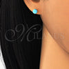 Sterling Silver Stud Earring, with Turquoise Cubic Zirconia, Polished, Rhodium Finish, 02.63.2607.4