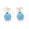 Sterling Silver Stud Earring, with Turquoise Cubic Zirconia, Polished, Rhodium Finish, 02.63.2607.4
