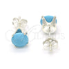 Sterling Silver Stud Earring, with Turquoise Cubic Zirconia, Polished, Rhodium Finish, 02.63.2607.4