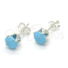 Sterling Silver Stud Earring, with Turquoise Cubic Zirconia, Polished, Rhodium Finish, 02.63.2607.4