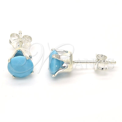 Sterling Silver Stud Earring, with Turquoise Cubic Zirconia, Polished, Rhodium Finish, 02.63.2607.4 for wholesale, main product view