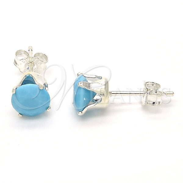 Sterling Silver Ring — Stud Earring with Turquoise Cubic Zirconia Polished 02.63. — main product view — SKU 123661 | Plata 925 anillo — Stud Earring with Turquoise Cubic Zirconia pulido 02.63. — SKU 123661