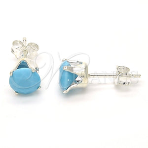 Sterling Silver Ring — Stud Earring with Turquoise Cubic Zirconia Polished 02.63. — main product view — SKU 123661 | Plata 925 anillo — Stud Earring with Turquoise Cubic Zirconia pulido 02.63. — SKU 123661