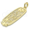 Oro Laminado Fancy Pendant, Gold Filled Style Elephant and Frog Design, Polished, Golden Finish, 05.213.0009