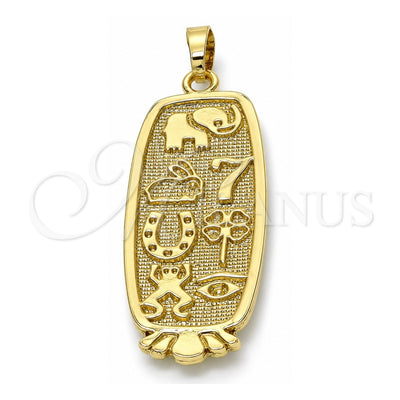 Oro Laminado Fancy Pendant, Gold Filled Style Elephant and Frog Design, Polished, Golden Finish, 05.213.0009