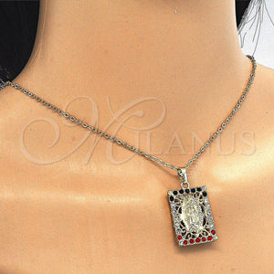 Gold Filled Pendant — Religious Pendant Guadalupe Design with Multicolor Crystal Polished — main product view — SKU 123671 | Oro Laminado dije — Religious Pendant Guadalupe diseño with Multicolor cristal pulido — SKU 123671