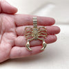Oro Laminado Fancy Pendant, Gold Filled Style Scorpion Design, with White Crystal, Polished, Golden Finish, 05.213.0013