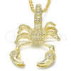 Oro Laminado Fancy Pendant, Gold Filled Style Scorpion Design, with White Crystal, Polished, Golden Finish, 05.213.0013