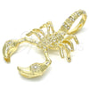 Oro Laminado Fancy Pendant, Gold Filled Style Scorpion Design, with White Crystal, Polished, Golden Finish, 05.213.0013