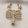 Oro Laminado Fancy Pendant, Gold Filled Style Scorpion Design, with White Crystal, Polished, Golden Finish, 05.213.0013