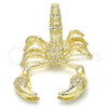 Oro Laminado Fancy Pendant, Gold Filled Style Scorpion Design, with White Crystal, Polished, Golden Finish, 05.213.0013
