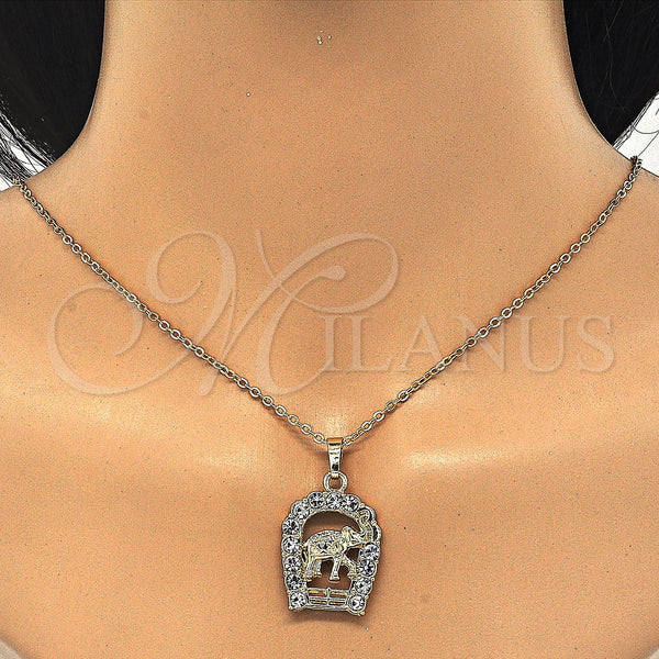 Gold Filled Pendant — Fancy Pendant Elephant Design with White Crystal Polished — alternate product view — SKU 123676 | Oro Laminado dije — elegante Pendant Elephant diseño with cristal blanco pulido — SKU 123676
