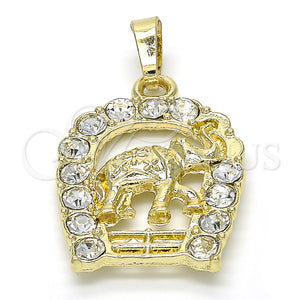 Gold Filled Pendant — Fancy Pendant Elephant Design with White Crystal Polished — main product view — SKU 123676 | Oro Laminado dije — elegante Pendant Elephant diseño with cristal blanco pulido — SKU 123676