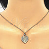 Oro Laminado Fancy Pendant, Gold Filled Style Heart and Guadalupe Design, with White Crystal, Polished, Golden Finish, 05.213.0017