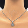 Rhodium Gold Filled Earring and Pendant Adult Set, Flower Design, with White Cubic Zirconia, Polished, Rhodium Finish, 10.106.0001.1
