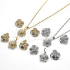Rhodium Gold Filled Earring and Pendant Adult Set, Flower Design, with White Cubic Zirconia, Polished, Rhodium Finish, 10.106.0001.1