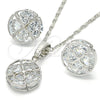 Rhodium Gold Filled Earring and Pendant Adult Set, with White Cubic Zirconia, Polished, Rhodium Finish, 10.106.0002.1