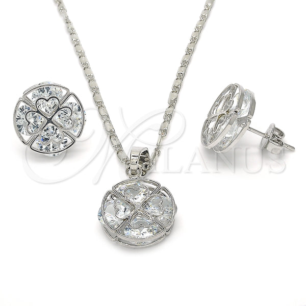 White Gold Filled Ring — Earring and Pendant Adult Set with White Cubic — main product view — SKU 123690 | Oro Laminado Blanco anillo — Earring and Pendant Adult Set with blanco Cubic — SKU 123690