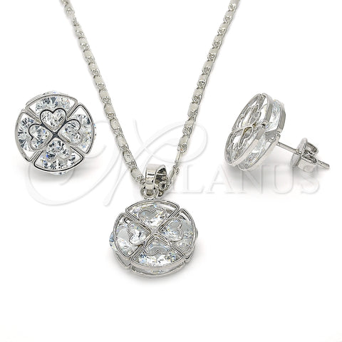 Rhodium Gold Filled Earring and Pendant Adult Set, with White Cubic Zirconia, Polished, Rhodium Finish, 10.106.0002.1
